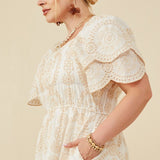 Eyes On Lace Smocked Midi Dress (Plus)