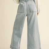 Tie Front Washed Denim Pant