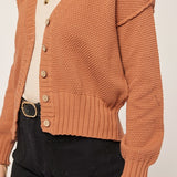 V Neck Half Button Cardi
