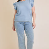 Ruffle Sleeve Sweater Top (Plus)