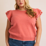 Ruffle Sleeve Sweater Top (Plus)