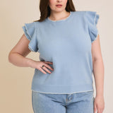 Ruffle Sleeve Sweater Top (Plus)