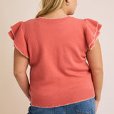Ruffle Sleeve Sweater Top (Plus)