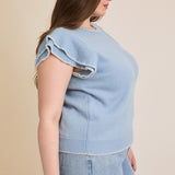 Ruffle Sleeve Sweater Top (Plus)