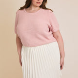 Puff Sleeve Textured Sweater Top (Plus)