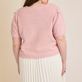 Puff Sleeve Textured Sweater Top (Plus)