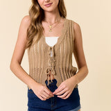 Scallop Edge Tie Front Vest Tank