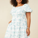 Puff Sleeve Floral Dress (Plus)