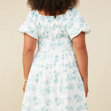Puff Sleeve Floral Dress (Plus)