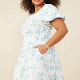 Puff Sleeve Floral Dress (Plus)