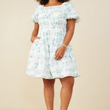 Puff Sleeve Floral Dress (Plus)
