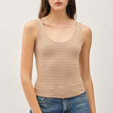 About The Basics Striped Scoop Neck Tank