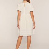 Eyelet Mixed Mini Dress