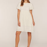 Eyelet Mixed Mini Dress