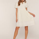 Eyelet Mixed Mini Dress