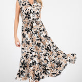 Self Tie Sleeveless Midi Dress