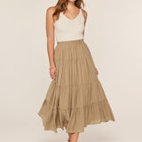 Textured & Tiered Midi Skirt