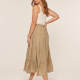 Textured & Tiered Midi Skirt