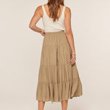 Textured & Tiered Midi Skirt