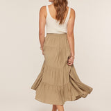 Textured & Tiered Midi Skirt