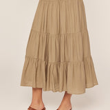 Textured & Tiered Midi Skirt