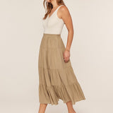 Textured & Tiered Midi Skirt