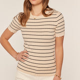 Scallop Hem Striped Tee