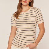 Scallop Hem Striped Tee