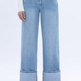 Gabby Super High Rise Baggy Cuffed Straight Jean (Vervet)