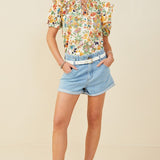 Tie Neck Floral Blouse