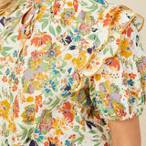 Tie Neck Floral Blouse