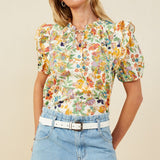 Tie Neck Floral Blouse