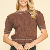 Cable Knit Short Sleeve Sweater