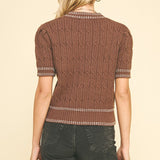 Cable Knit Short Sleeve Sweater