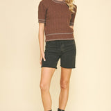 Cable Knit Short Sleeve Sweater