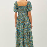 Smocked Bodice Floral Midi Dress