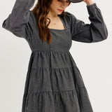Washed Denim Babydoll Dress
