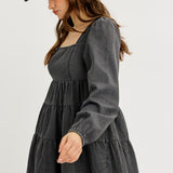 Washed Denim Babydoll Dress