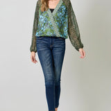Mallory Mixed Print Blouse