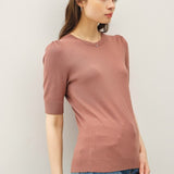 Shirred Short Sleeve Sweater Top