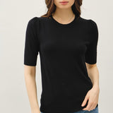 Shirred Short Sleeve Sweater Top
