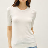Shirred Short Sleeve Sweater Top
