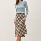 Irish Plaid Print Midi Skirt
