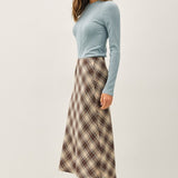 Irish Plaid Print Midi Skirt