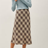 Irish Plaid Print Midi Skirt