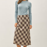 Irish Plaid Print Midi Skirt