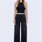 Olivia Stud Detail Wide Leg Jean (Vervet)