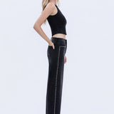 Olivia Stud Detail Wide Leg Jean (Vervet)