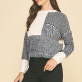 Color Block Yarn Knit Sweater