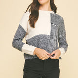 Color Block Yarn Knit Sweater